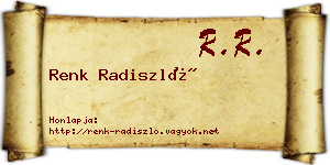 Renk Radiszló névjegykártya
